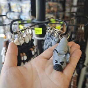 brelok 3d buldog francuski szary